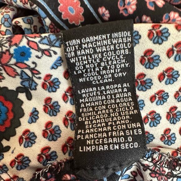 Zac & Rachel Popover Top Womens 1X Geometric Floral Boho Retro Hippie Roll Tab - Picture 7 of 7